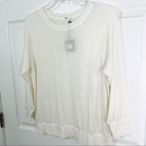 Hello Nite! Revolve Cream 3/4 Sleeve Knit Pajama Top Size S - Picture 2 of 4
